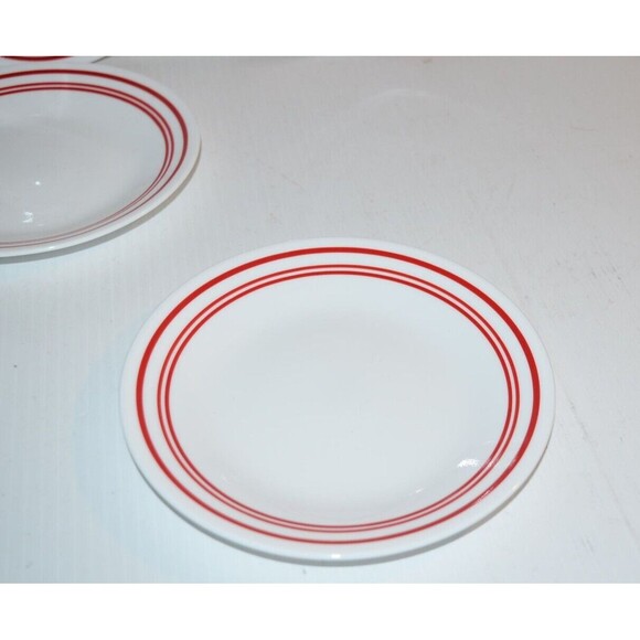 Corelle Vitrelle Classic Cafe Red 6 3/4” Bread & Butter Plate 4pc lot circles - Picture 6 of 6